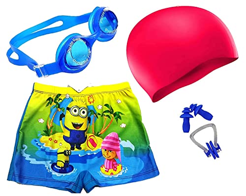Image of Boys Swimming Kit with 1 Swimming Shorts, 1 Anti Fog Swimming Goggles, 1 Silicone Swimming Cap, 1 Nose Clip 2 Ear Plugs