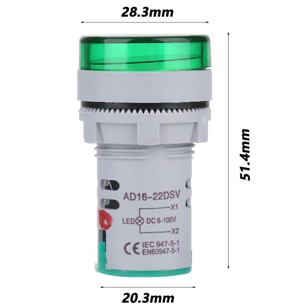 Volt¨ªmetro de se?al LED digital luminoso LED indicador de voltaje digital metro de voltaje, comprobador de l¨¢mpara redondo (Green)
