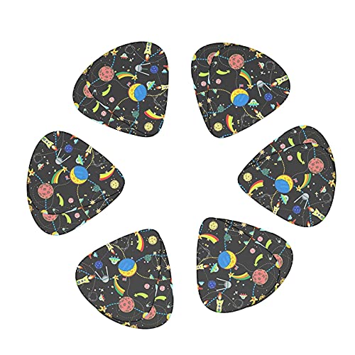 Médiators pour guitare Black Space Rockets And Planets Pics de basse de qualité supérieure pour guitare électrique et… - Les Beatles, Paul McCartney, John Lennon, RIngo Starr, George Harrison Médiators pour guitare Black Space Rockets And Planets Pics de basse de qualité supérieure pour guitare électrique et… – Image 3