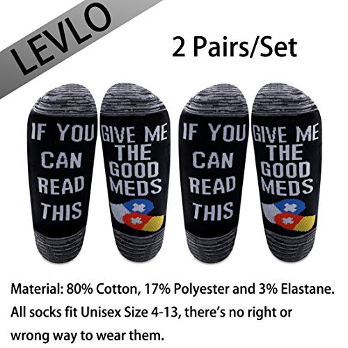 LEVLO Funny Patient Gift Hospital Socks If You Can Read This Give Me The Good Meds Socks Gift for Him or Her2