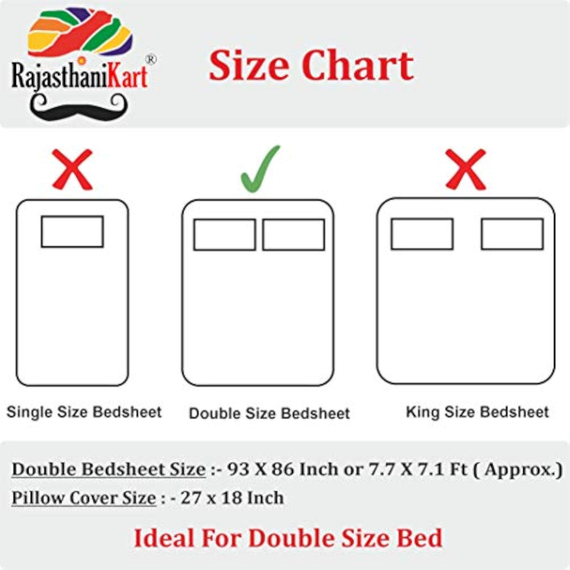 Pure 100% Cotton Double Bed Sheet with 2 Pillow Covers