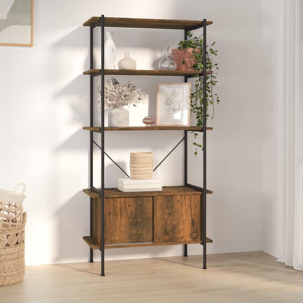 Scaffale con 5 ripiani e armadietto, 80 x 40 x 163 cm, in acciaio e legno, per soggiorno, ufficio, camera da letto, spazio per riporre oggetti in ordine