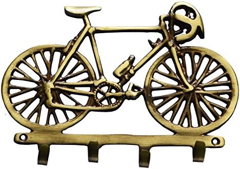 Aakrati Cycle Shape Brass Hook- Key Hanger - Coat Hook - Key Holder - Metal Antique Look Collectible Craft for Gift from Indian Manufacture Home Decor - Hardware - Wall Decor image 2