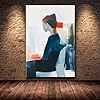 ZAMAEIU Modern Abstract Art Painting Side-seated figures Canvas Wall Art Picture Print,for Office Living Room Bedroom Bathroom Home Wall Decor(blue)-20x30cm Framed #3