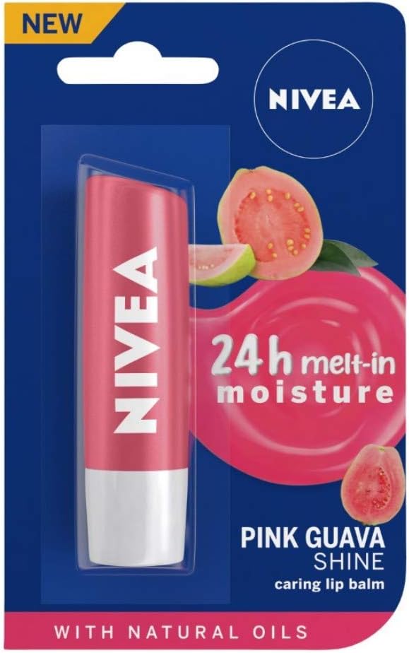 NIVEA Lip Balm, Pink Guava Shine, 4.8g