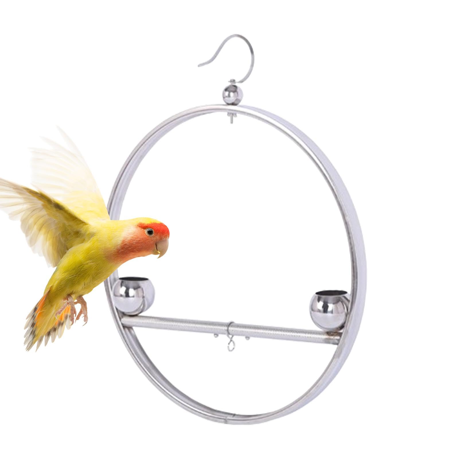 Soporte de metal para loros | Soporte de columpio para loros | Soporte para pájaros con gancho y diseño de doble cuenco, accesorios para mascotas para loros y otros pájaros