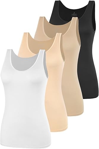Miniatura 6 de AMVELOP - Camiseta básica sin mangas para mujer, ropa interior, camiseta sin mangas en paquete de 2-4 unidades Blanco,1-bl/Gr/Wh/Pi,1-bl/Wh/Bl/Wh,2