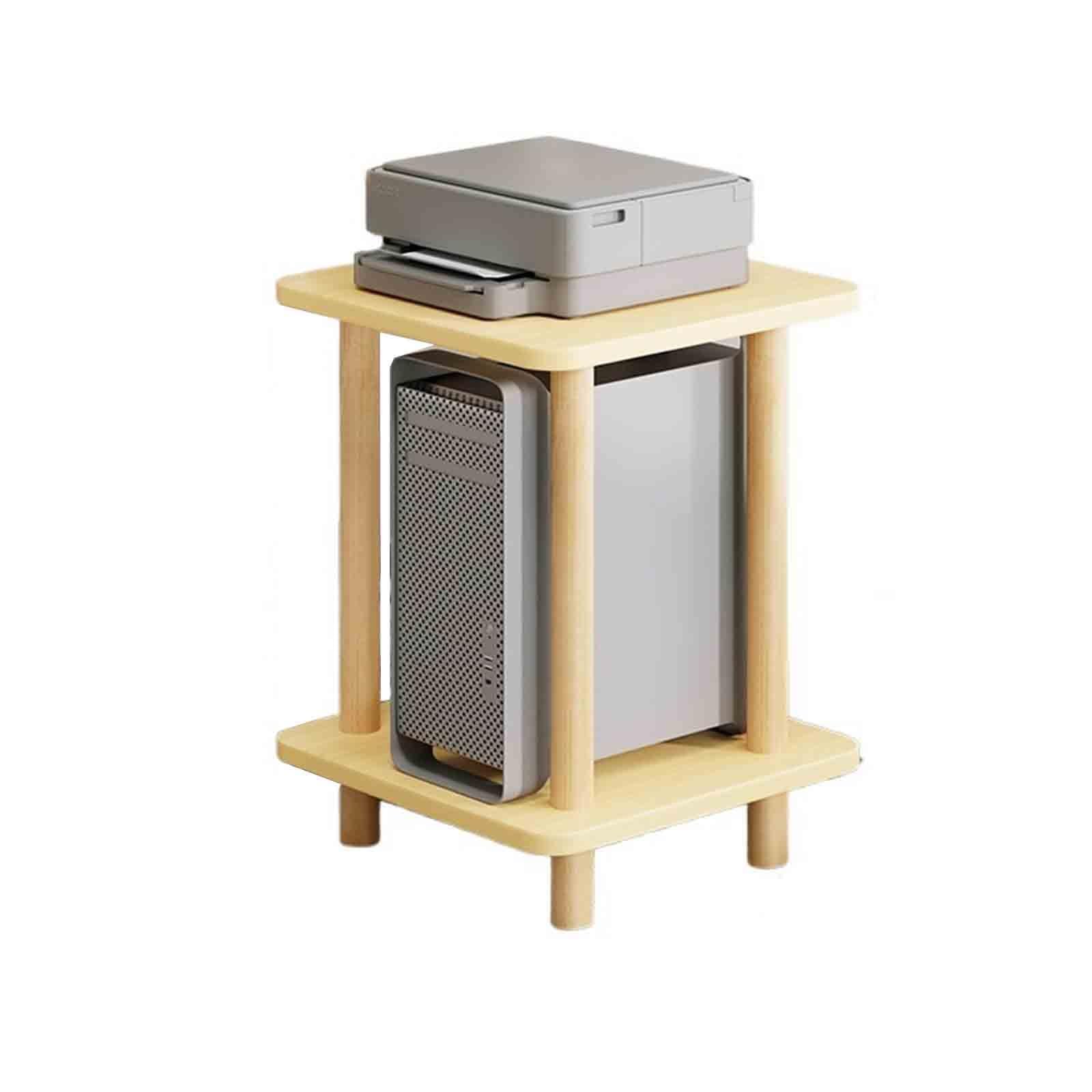 Massivholz Schreibtisch Pc Ständer Drucker Aufbewahrung Regal Pc Halterung Unter Schreibtisch Büro Boden Arbeitsplatz 2-Stufig Für Labore(40 * 40 * 53cm,Natural Wood)