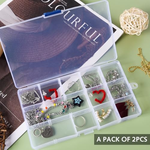 Luxiremi Organiser Box 2Pcs Small Craft Storage Boxes with Compartments Clear Plastic Storage Earring Containers Jewellery Screw Box with Adjustable Dividers for Small Items Tools Travel 5 Luxiremi Organiser Box 2Pcs Small Craft Storage Boxes with Compartments Clear Plastic Storage Earring Containers Jewellery Screw Box with Adjustable Dividers for Small Items Tools Travel - Image 5