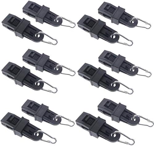 Dunhil 12 Pack Heavy Duty Tarp Clips with Carabiner -Camping Clamp Clips - Tent Tighten Lock Grip for Outdoors Camping Farming Garden