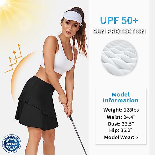 WOWENY Women's Active Skort Athletic Ruffle 17" Pleated Tennis Skirt with Pocket for Ladies Running Golf Workout4