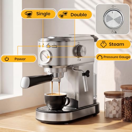 NEWBULIG Compact Expresso Coffee Machine 20Bar Espresso Machine, Steam Wand