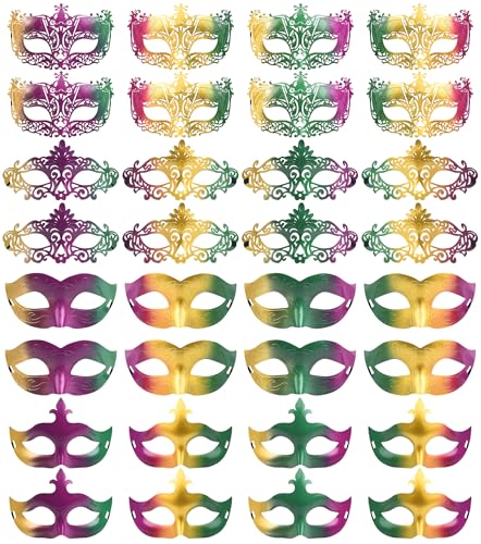FEQO 32 Pièces Masque Vénitienne Vintage Masques Antiques Rétro Mascarade Masque Bal Masqué pour Femme Homme Carnaval Halloween Party