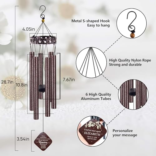 Image of ASTARIN Personalized Memorial Wind Chimes, Customized Wind Chime for Loss of Loved One /Mother /Father, Wind Chimes for Outside Garden Decoration, Sympathy Gifts for Women /Man