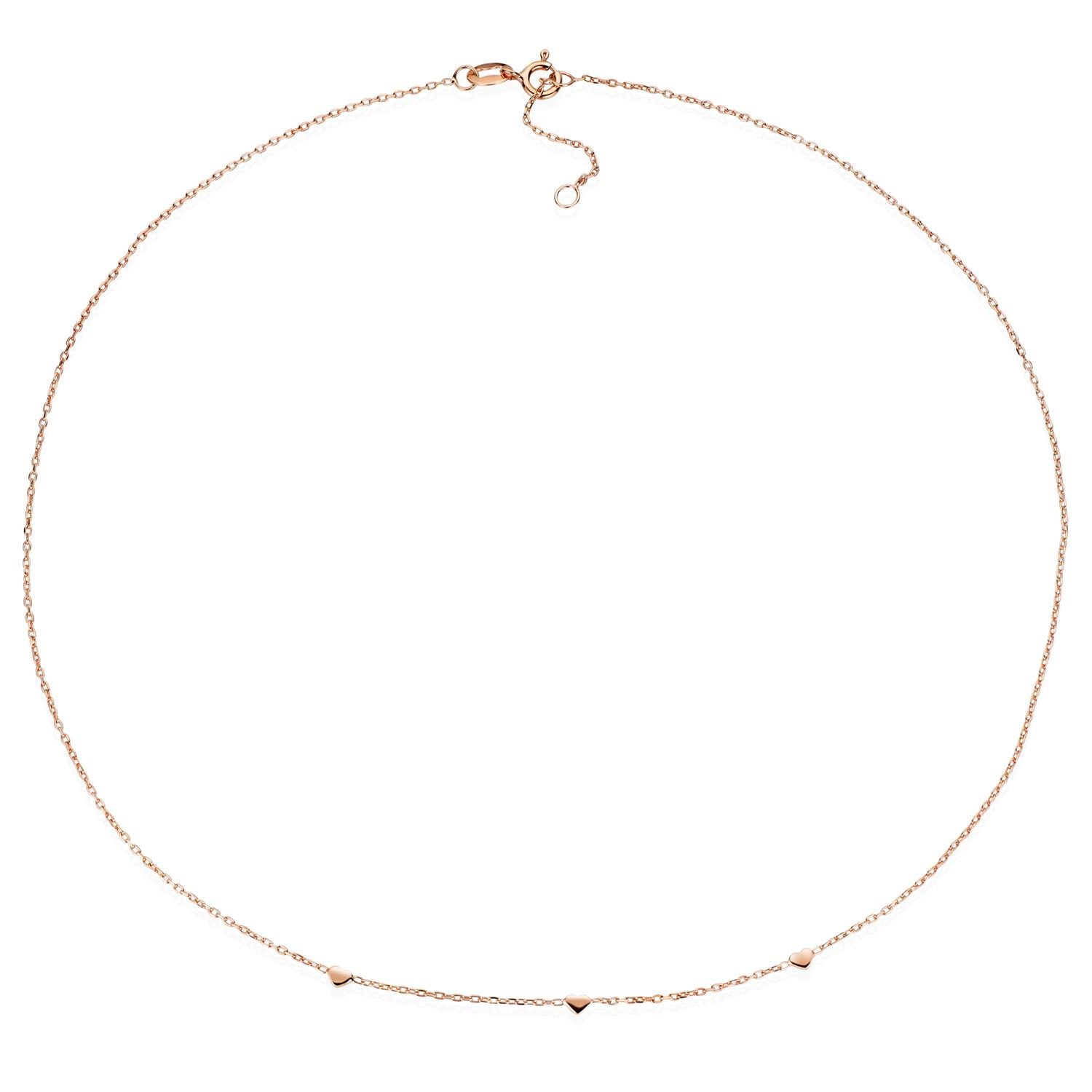 MATERIA by Matthias Wagner Herz Kette Damen - 925 Silber Halskette Choker in silber oder vergoldet 42-45cm