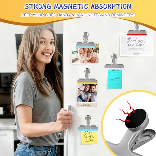 Image of HOUSE AGAIN Magnetic Chip Clips, Stainless Steel Chip Bag Clips with Strong Magnet and Silicone Cover, Heavy Duty Food Bag Clips for Kitchen Storage, 8 Pack Color Coded, 3 Inch