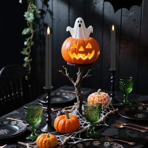 Image of Black Flameless Taper Candles with Remote and Timer, Real Wax, 6 Pack