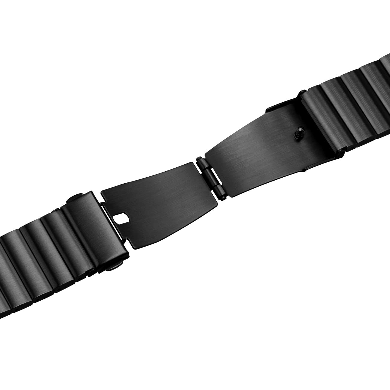 Bracelet de montre fin solide en acier inoxydable brossé mat à libération rapide pour homme et femme 18 mm boucle pliable noire