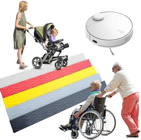 10.5cm Rise Plastic Threshold Ramp for Wheelchairs, Robots & Luggage - 100x10x4.5cm Indoor Doorway Access Ramp, Gray, Perfect for Mobility Aids & Easy Navigation