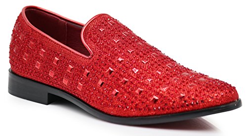 Image of SPK11 Men's Vintage Fashion Rhinestone Designer Dress Loafers Slip On Shoes Classic Tuxedo Dress Shoes
