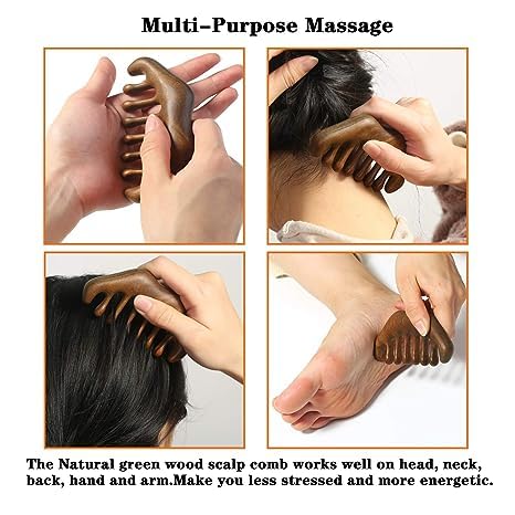 Miniatura 6 de MIUPOO Gua Sha Peine, masajeador manual de cabeza, masajeador de cuero cabelludo para crecimiento del cabello, rascador de cabeza, productos para el