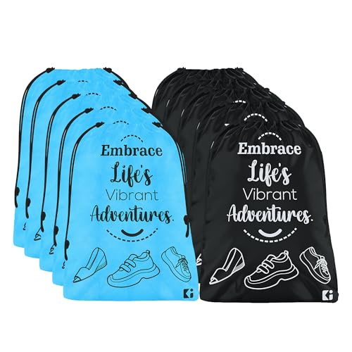 Image of Kuber Industries Pack of 10 Travel Packing Bags | Travel Pouches | Packing Cubes Travel Organizer | Laundry Bags for Travel-Hiking-Adventure | Laundry-Toiletry Bag | Small | Sky Blue & Black