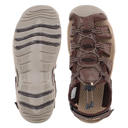 Image of FUEL Soldier-14 Men's Fisherman Sandals - Comfortable, Breathable & Flexible Outdoor Sandals with Protective Toe, Anti-Skid Sole - Stylish Casual Beach & Sports Footwear (Black)