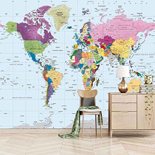 Papel Pintado 3D Mural Autoadhesivo Salón Dormitorio Decoración De Pared Personalizada Mapamundi Coloreado Papel Pintado 3D Pegar Sala De Estar La Pared Para El Dormito 140 (ancaHtoo) x 70 (aHto) cm