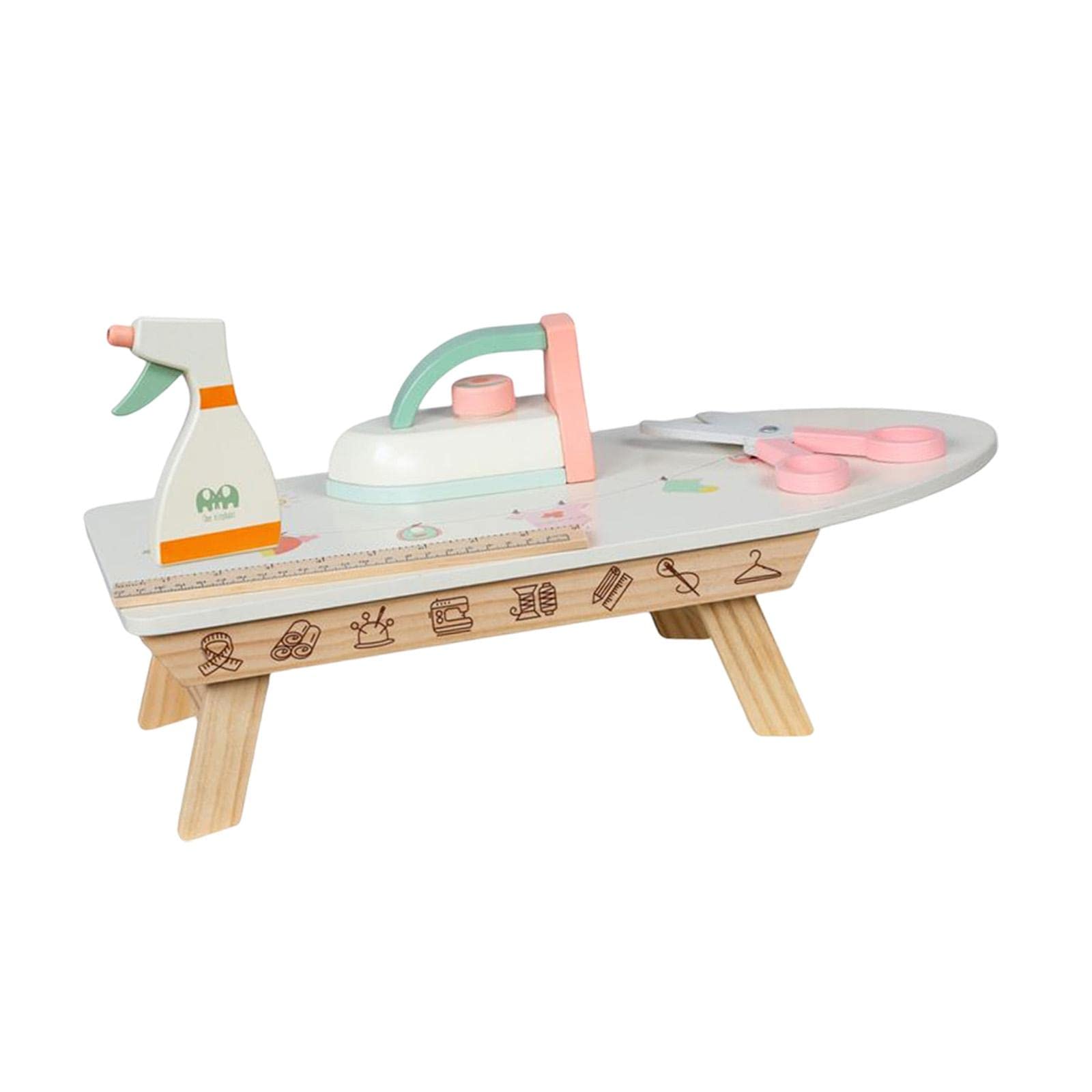 Realistic Wooden Ironing Board and Iron Toy Set