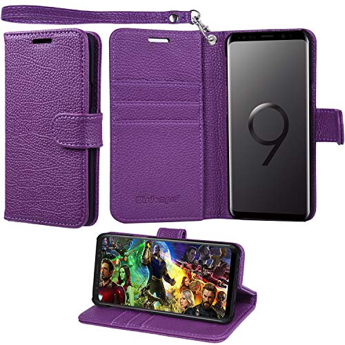 Wisdompro Galaxy S9 Case, Premium PU Leather 2-in-1 Folio Flip Wallet Case Protective Cover with Kickstand & Credit Card Holder Slots for Samsung Galaxy S9 - Purple (Not Fit S9+)