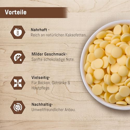 Bio Edel­kakao Butter Criollo 400g – Rohkostqualität | Naturbelassene Kakao­butter aus Criollo Bohnen | Vegan & Superfood für Backen, Smoothies & Desserts