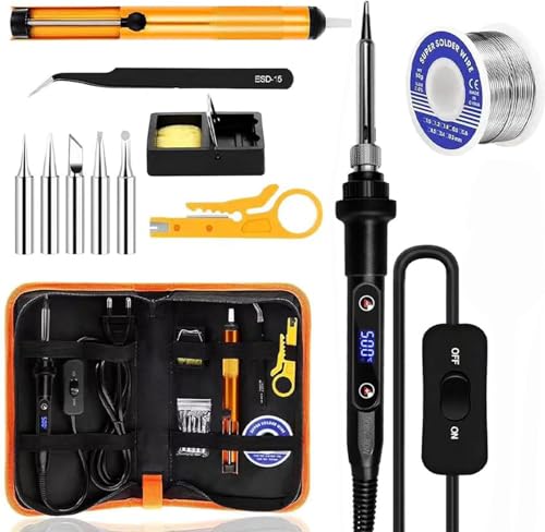 Fer à Souder Set,80W Température Réglable 180-500°C Electronique de Precision avec Interrupteur...