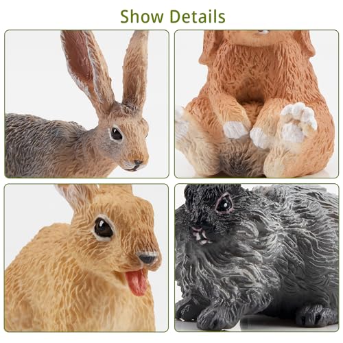 Image of Toymany 12PCS Easter Bunny Figures Toys for Kids, Rabbit Figures Farm Animal Toy for Cake Toppers Party Favors for Toddlers