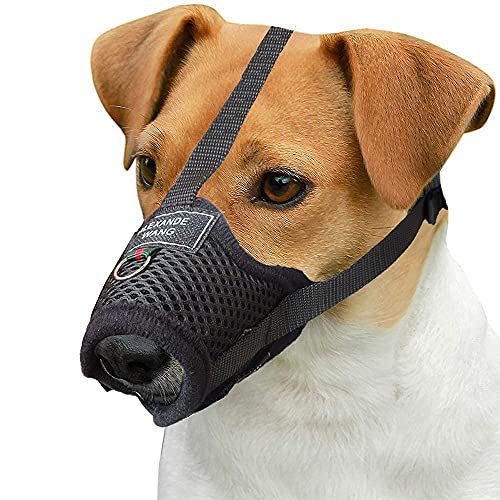 Dog Mesh Muzzle Soft Muzzle Anti-Biting Barking Secure,SPRT Adjustable Pet Muzzle Mesh Breathable Soft Dog Mouth Muzzle Cover Stop Dog Biting Barking and Chewing for Small Medium Large Extra Dog M
