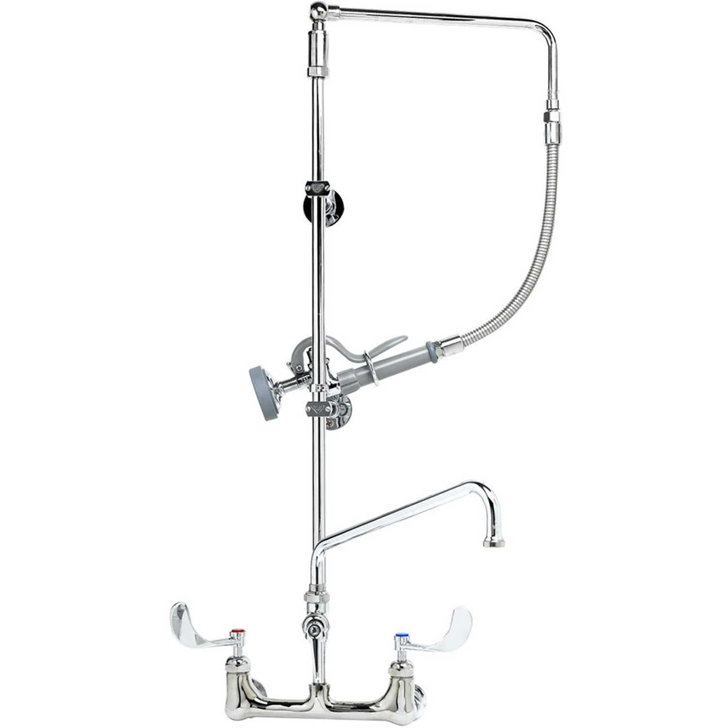 B-2466 Pre-Rinse Overhead Swivel Arm Add-On Faucet with 12-Inch Swing Nozzle Ceramic Cartridges by T&S Brass – 28"L x 12.25"W x 34.5"H, Brass, Multicolor, Model B2466