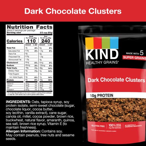 Kind 0602652171994 Healthy Grains Granola, Healthy Snack, Dark Chocolate Granola Clusters, 10G Protein thumb #1