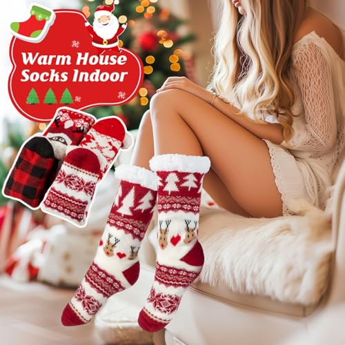 Hongteya SLIPPER SOCKS Christmas Women Slippers Fuzzy Socks Winter Thick Warm Socks thumb #4