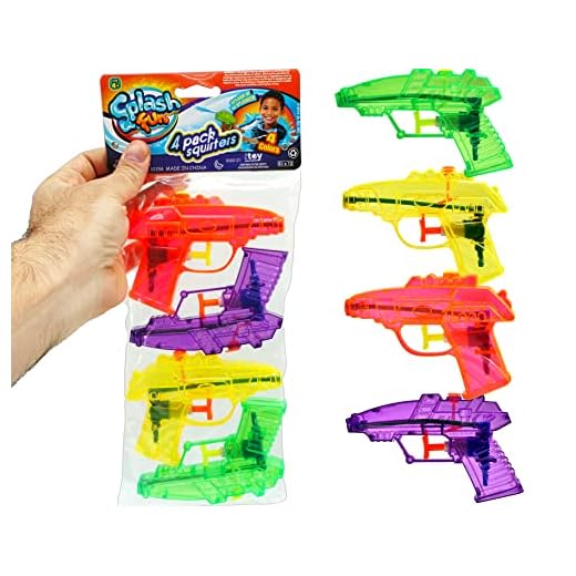 Mini Water Gun Toy 1 Pack (4 Guns) Bulk Water Squirt Soaker Guns for Kids & Adults | Dog Training & Cat Training Water Blaster | Beach and Pool Water Gun Pack | Hot Summer Water Games F-858-1