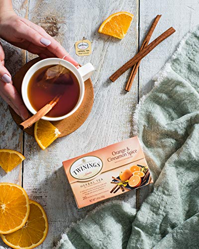 Twinings Orange & Cinnamon Spice Individually Wrapped Herbal Tea Bags, 20 Count Pack Of 6, Naturally Caffeine Free #TOP5