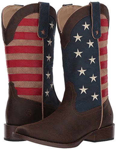 Image of ROPER Womens American Patriotic Square Toe Casual Boots Mid Calf Low Heel 1-2 inch - Blue, Brown, Red