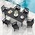 Stoog 7 Pieces Patio Dining Sets, All-Weather HIPS Material & Aluminum Frame Dining Table with 2" Umbrella Hole, Outdoor Dining Table Set for 6, Never Rot or Fade, Black