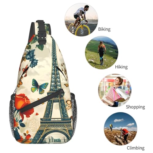 Morrales bandolera clásica con patrón Torre París unisex miniatura 6