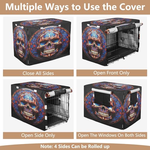 Housse de cage pour chien crâne abstrait imperméable - 6