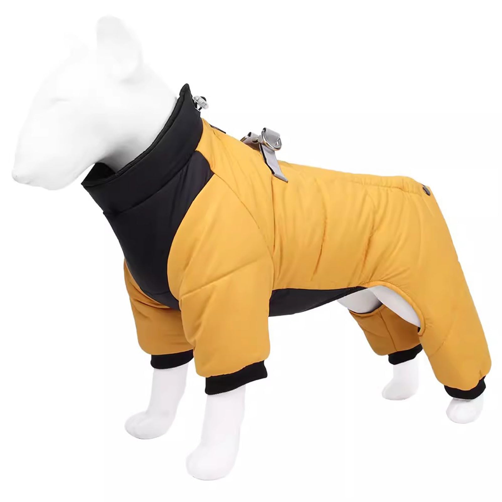 APMOE Dog Coats Waterproof with Legs and Harness Hole for Small Medium Large Dogs, Cold Weather Reflective Dog Jacket Vest for Puppy, Bichon Pomeranian Corgi Bulldog (XX-Large, Yellow)