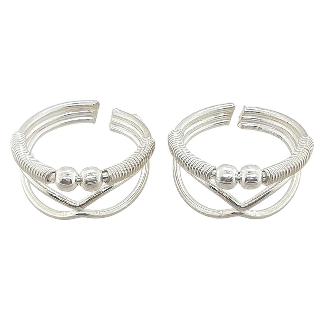 925 Sterling Silver Spring Design Toe Ring Bichhiya For Women ~ 2 Pieces ~ Light Weight Leg Finger Ring-image-4