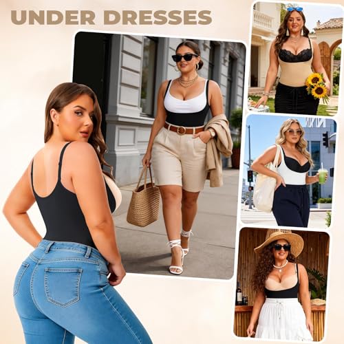 Image of NaTen Plus Size Open Bust Shapewear Tummy Control Bodysuits for Women Seamless High Waisted Body Shaper Under Dress