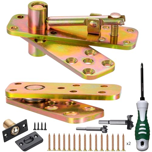 Hidden Door Hinge,570Lbs Load-Bearing Thickened Solid Stainless Steel - Heavy Duty 360° Swinging Pivot Hinge for Secret Doors, Bookcase, Murphy & Shelf Doors - Includes Hardware Kit Fancy Gold