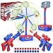 2 IN 1 Shooting Game Toys For 5 6 7 8 Year Old Kids, Moving Standing Shooting Target & 2 PCS Foam Ball Popper Air Toy Guns, 24 Foam Balls, 2 Player Boy Toys For Boy Kids, Gifts for Boys and Girls