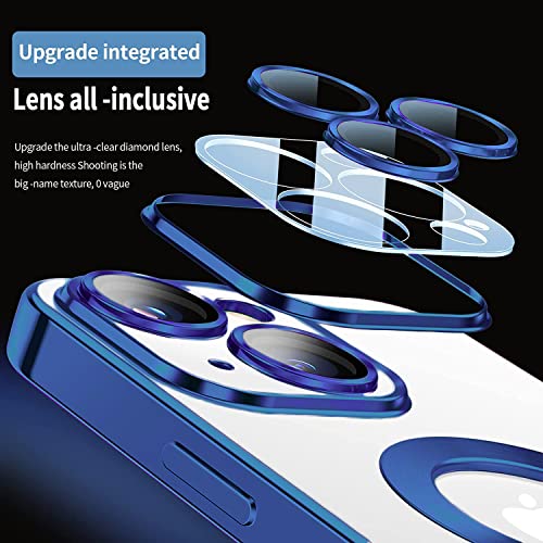 Image of VONZEE Clear Logo Electroplating Transparent Case for iPhone 14 Pro Max Case 6.7 inch 2022, Luxury Electroplated TPU Cover, Individual Camera Protection for Each Lens Bumper Case (Blue)