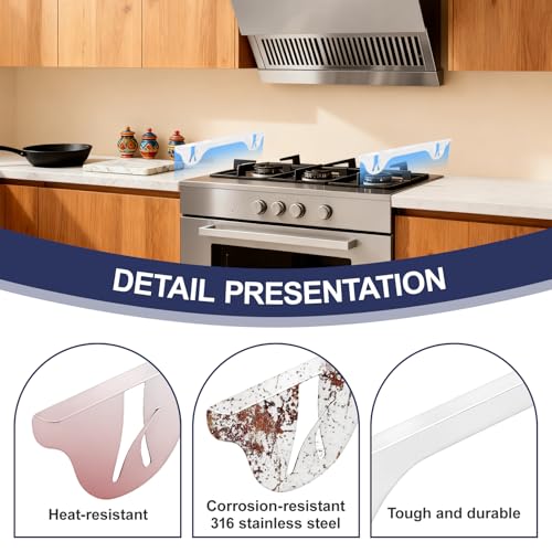 Image of Upgrade 316 Stainless Steel Stove Gap Covers (2 Pack, 23.4 inch, White), Heat-Resistant Stove Gap Filler for Kitchen Counter and Stovetop, Range Trim Kit Oven Gap Guard Between Stove and Counter